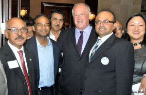 Former IADO presidents Dr Ram Gajela  and Harendra Mangrola along with IADO activists and Illinois Governor Pat Quinn