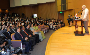 Prime Minister Narendra Modi delivering the address at the University of Sacred Heart, in Tokyo, Japan on September 2