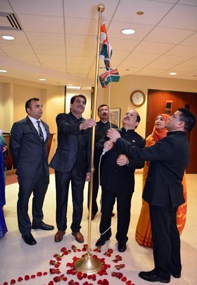Unfurling of Indian national Tri-ranga at Consulate office in Chicago