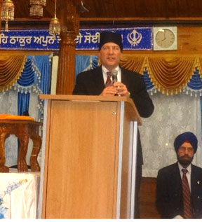 FBI Chief  Michael Michael Anderson addressing the gathering at Sikh Religious Society 