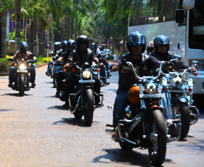 Cashew Trail 2016 began with a Harley Davidson ride from  Madame Rosa Cashew Farm in Valpoi, Goa