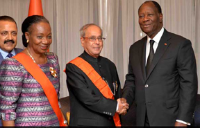 President Mukherjee awarded highest honour of Cote D'Ivoirie