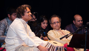 Tabla virtuoso, Guru Naren Budhkar giving excellent support 