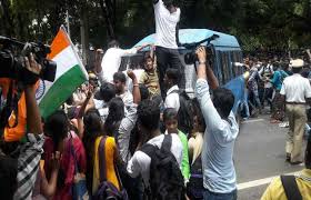 ABVP students protesting against Amnesty lathicharged