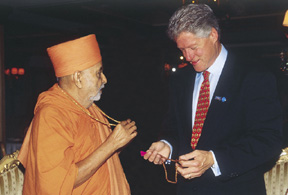 File photo of Bill Clinton with Pramukh Swami Maharaj