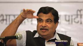 Union Minister of Drinking water and Sanitation Nitin Gadkari addressing a press conference on the achievements of the NDA government during the last six months at YB Chavan on Thursday. Express Photo by Prashant Nadkar. 01.01.2015. Mumbai.