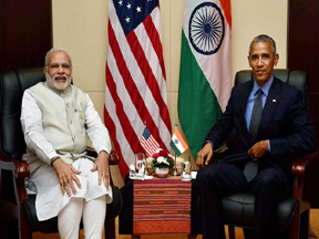 Vientiane: Prime Minister Narendra Modi and US President Barack Obama during a bilateral meeting at 28th and 29th ASEAN Summit in Vientiane, Laos on Thursday. PTI Photo by Vijay Verma (PTI9_8_2016_000070A)