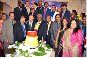 Cake Cutting ceremony at US Congressman Danny K Davis' 75th birthday with  political leaders and invited guests 