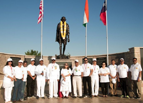 Gathering at Mahatma Gandhi Statue in Irving, Dallas 