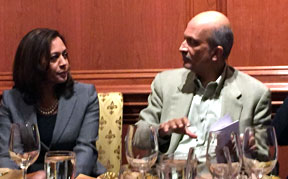 Moderating session with AG Kamala Harris at Indian American fundraiser