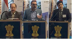 Incredible India speakers Indian CG Dr Ausaf Sayeed, Bharat Patel and Air India Manager Nakul Chand 