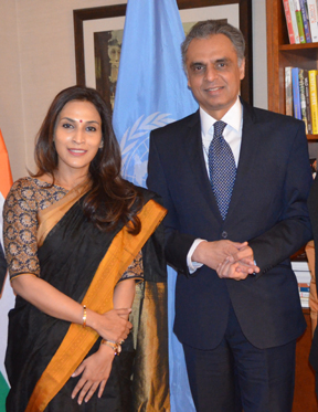 Aishwaryaa with Permanent Representative of India to the  UN Ambassador Syed Akbaruddin