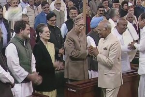 Rahul sits in front row of Central Hall