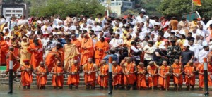 Ramdev confers deeksha on 90 sanyasis