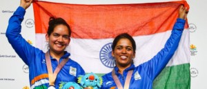 Tejaswini shoots gold Moudgil bags silver as India dominate