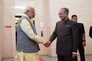 Prime Minister Narendra Modi today met his newly elected Malaysian counterpart Mahathir Mohammad