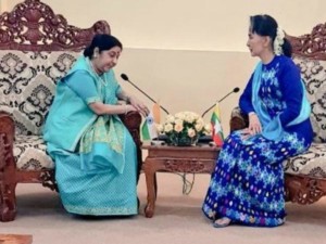 Swaraj meets Myanmars State Counselor Suu Kyi discusses bilateral ties