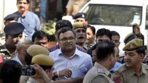 Karti Chidambaram coming out after the hearing at Patiala House Court in New Delhi India
