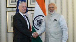 Prime Minister Narendra Modi meeting the US Defence Secretary James Mattis in Singapore.