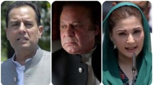 Disqualified prime minister Nawaz Sharif his daughter Maryam Nawaz and son in law Captain r Safdar