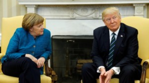 US President Donald Trump meets with Germanys Chancellor Angela Merkel