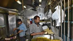 View food preparation in railway kitchens