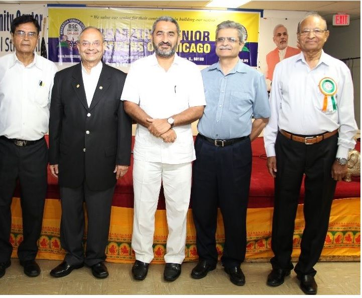 (L to R) Haribhai Patel, Dr. Manu Vora, Dr. Jagdish Trivedi, Raj Baxi, Purshottam Pandya