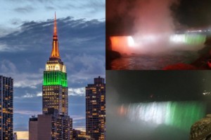 Empire State Building Niagara Falls lit up in tricolor