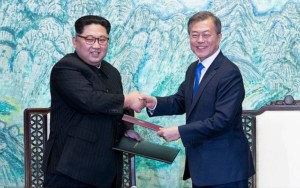 President Moon Jae in and North Korean President Kim Jong Un