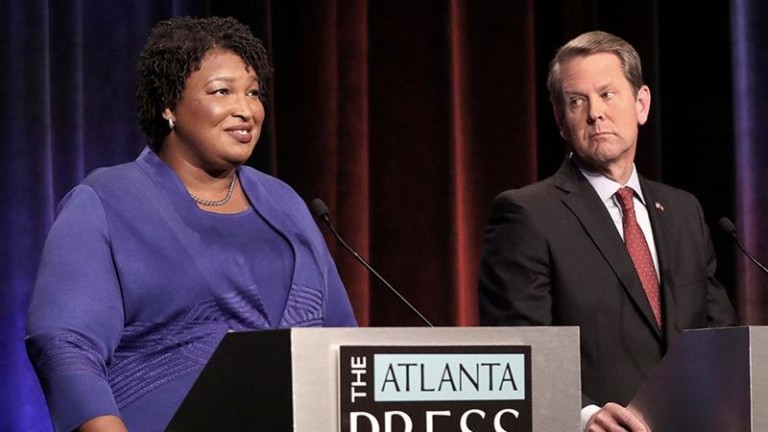 Democratic gubernatorial candidate for Georgia Stacey Abrams Republican opponent Secretary of State Brian Kemp