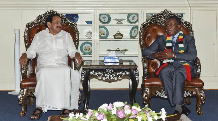 Vice President M. Venkaiah Naidu and President of Zimbabwe Emmerson Mnangagwa