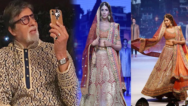 Big B whistles to make video of daughters catwalk 1