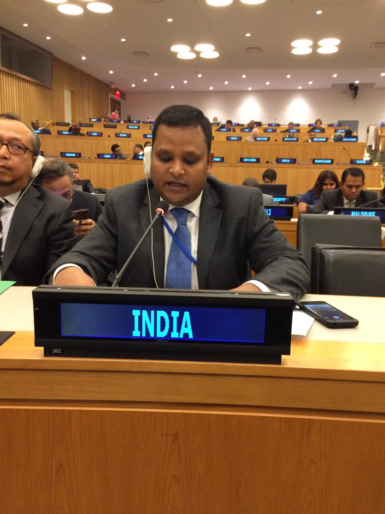 Counsellor in India's Permanent Mission to the UN Ashish Sinha