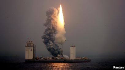 China launches its first rocket from mobile platform in sea