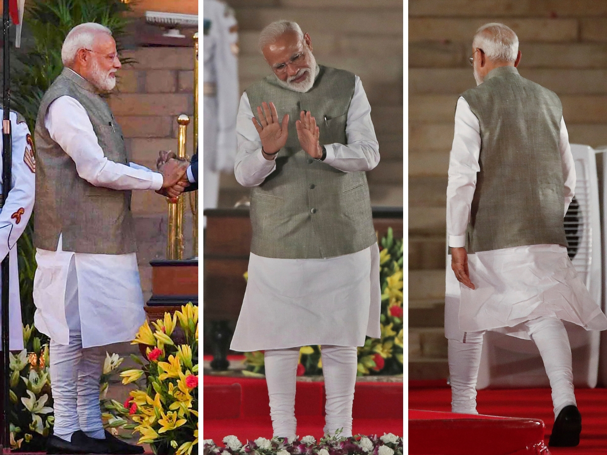 Modi makes suave style statement in pale grey