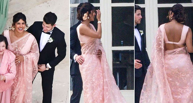 Actress Priyanka Chopra Jonas went traditional for the wedding of "Game of Thrones" star Sophie Turner and American singer Joe Jonas' in France.