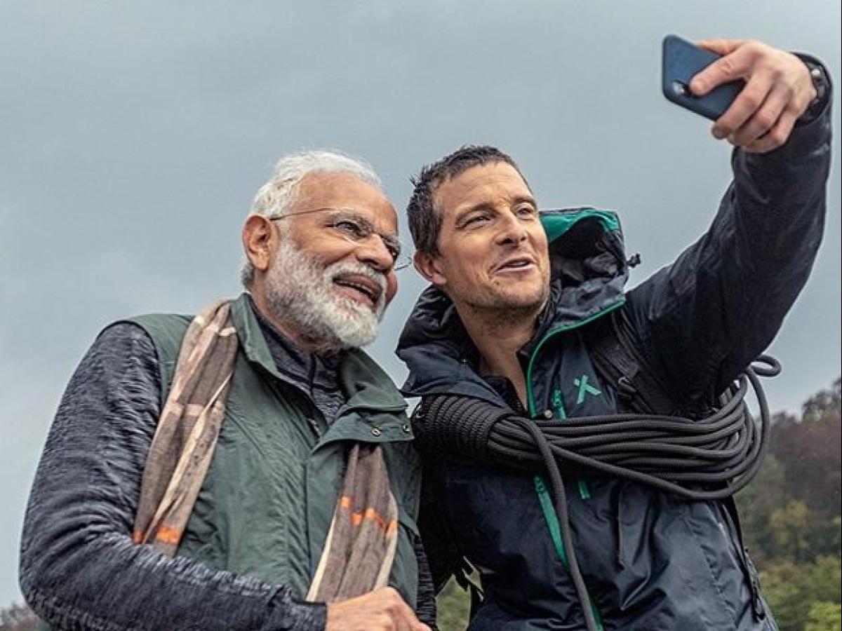 Modi walks in the wild with Bear Grylls