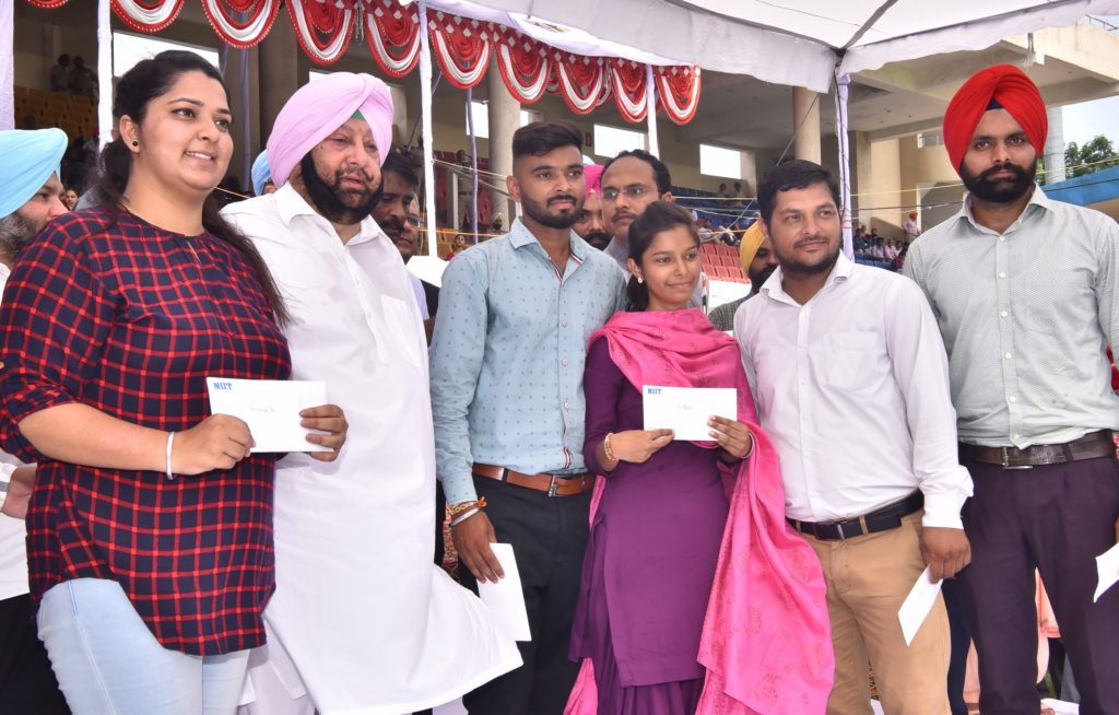 Punjab Chief Minister Captain Amarinder Singh hands over appointment letters to five youngsters under Ghar Ghar Rozgar Scheme