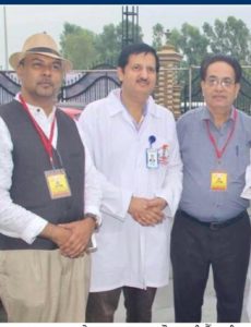 Dr Ramesh, director of Punarjot Eye Bank, Ludhiana, (middle) is seen flanked by the Society’s Ashok Mehra and Subhash Malik during a awareness seminar