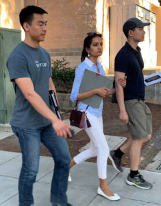 Natasha canvassing Santa Clara with her husband, Michael Hsueh (right) and her brother-in-law, Kenny (left)