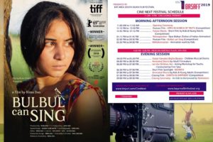 Poster of Assamese film, "Bulbul Can Sing" with Cine Next schedule