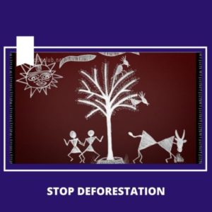 Poster of an animation film on "Stop deforestation" by children