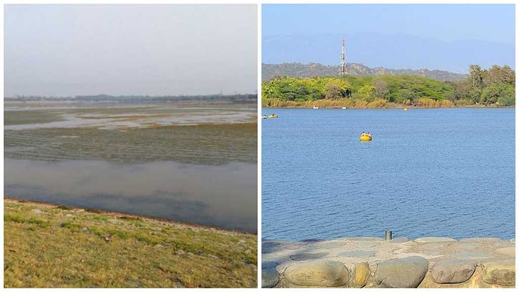 Flypast over Chandigarh's rain-fed Sukhna lake