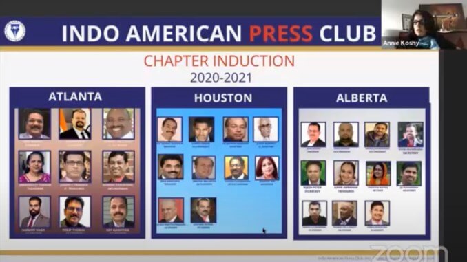 Indo American Press Club holds virtual induction ceremony