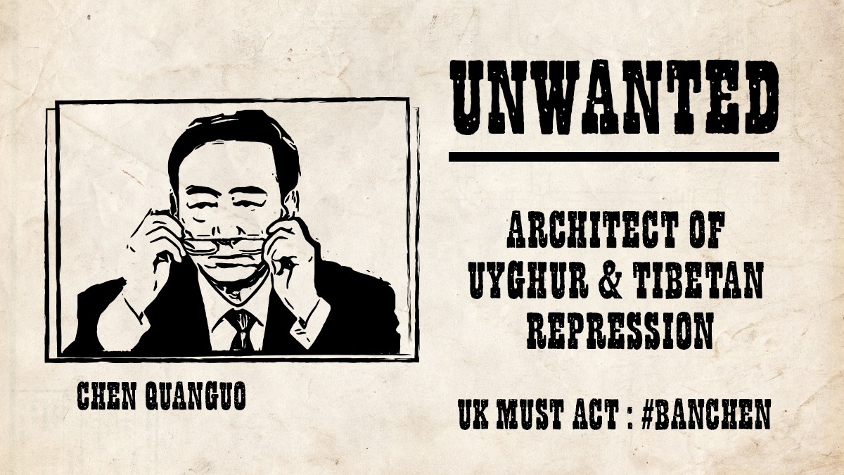 Billboards against China's Chen Quanguo for Uyghurs, Tibetan repression