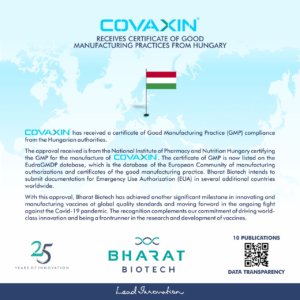 Covaxin receives certificate of Good Manufacturing Practice from Hungarian authorities