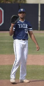 Rohan playing for Yale Baseball Team