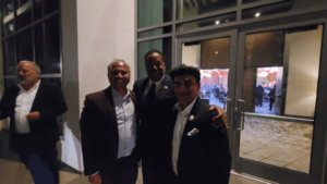 From left Parimal Shah middle Republicans candidate for California governor Larry Alder and Yogi Patel