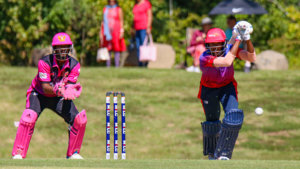 Stallions batsman Ray Ramrattan drives down the ground