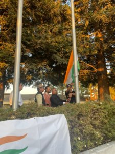 Deputy Counsellor General Of India SFO along with Dr Romesh Japra and Capt Krishan Sharma hoisting Indian flag In the City of Milpitas, California